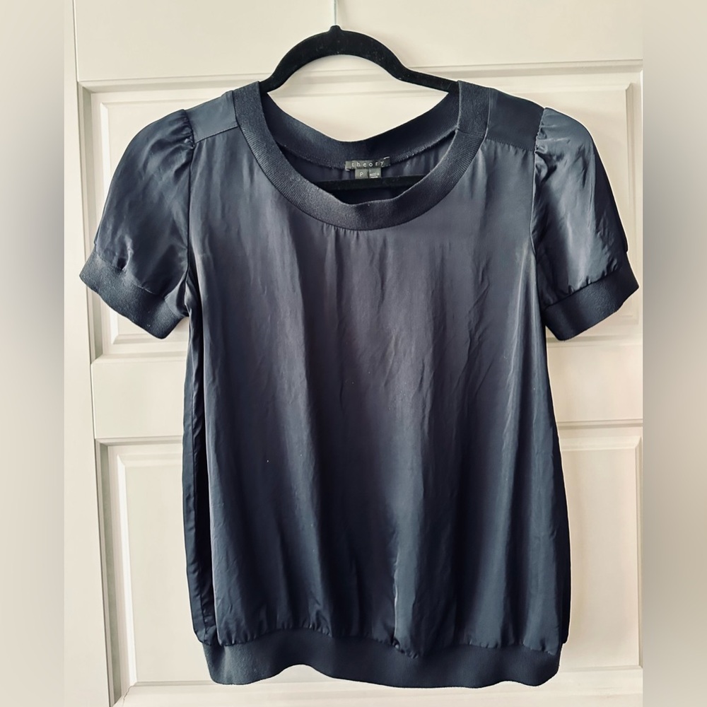 Theory deep blue blouse size P petite